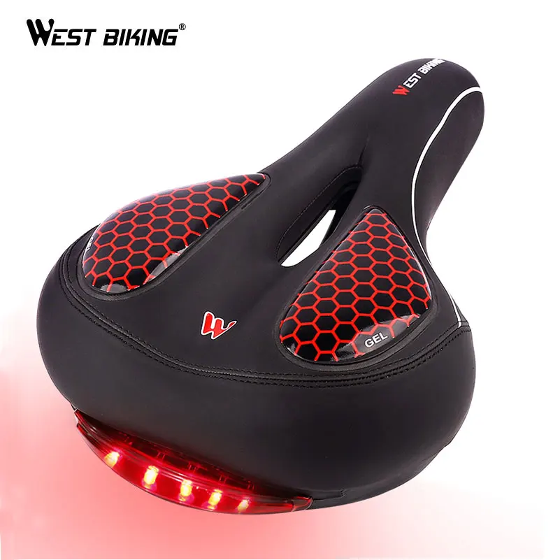 WEST BIKING велосипедное седло с задним фонарем широкая подушка для горного