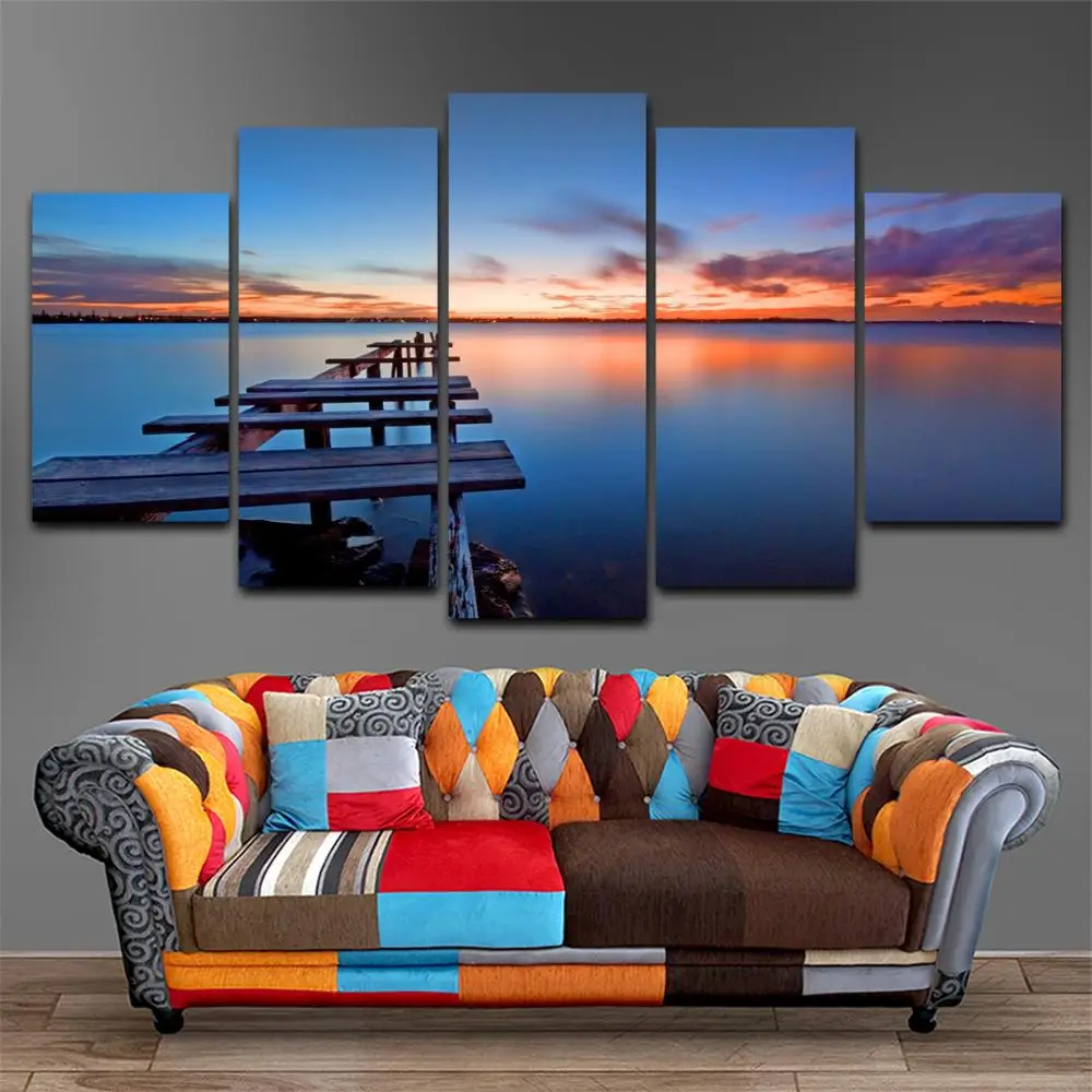 

Drop shipping 5 Panel Wall Art Pictures Canvas Painting abstract canvas poster painting decoration for living room LW229
