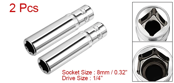 

2 шт., 1/4 дюйма, 6-точечная глубокая головка с приводом 7, 8, 10, 13 мм, инструмент для ремонта Cr-V для ремонта автомобилей, домашнего обслуживания, сделай сам