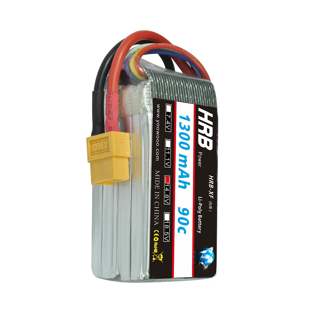 Hrb RC Lipo 4S Батарея 14 8 V 1300 mAh 90C-180C XT60 разъем для FPV гонки Радиоуправляемый вертолет KT