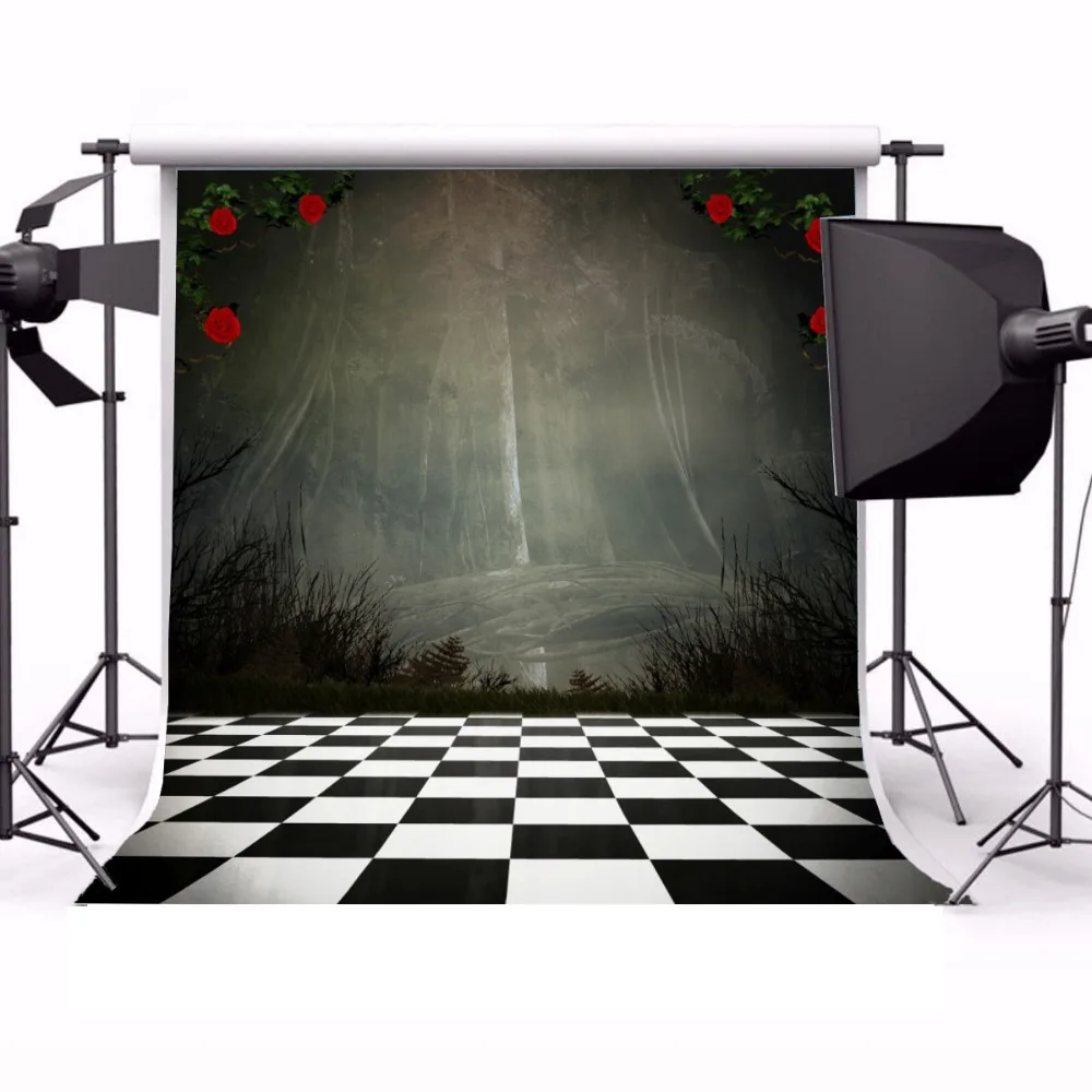 Laeacco Hazy Wonderland шахматная доска напольная Детская фотография Виниловые бесшовные