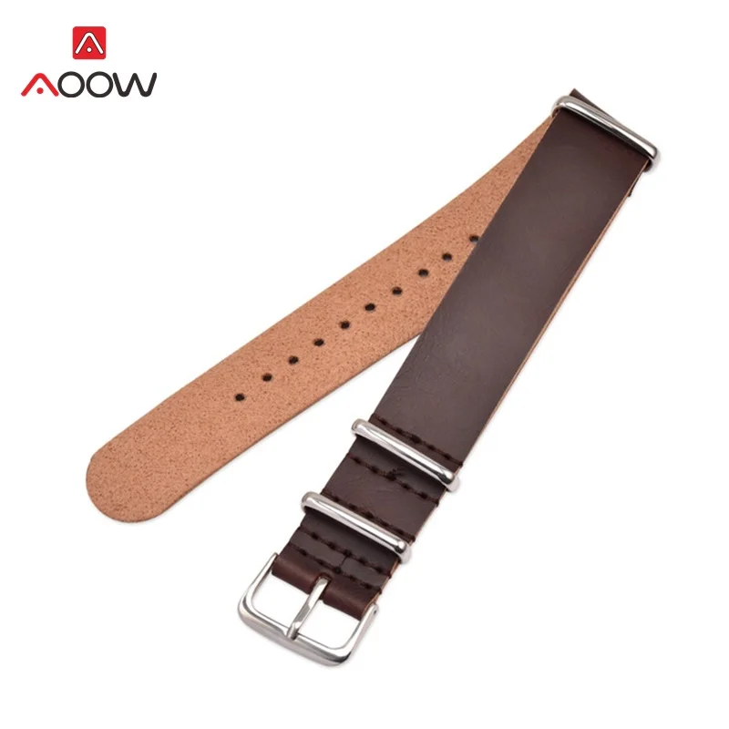 

Top Quality PU Leather ZULU Watchband Strap NATO Leather Watch band 18mm 20mm 22mm 24mm Watch Accessories