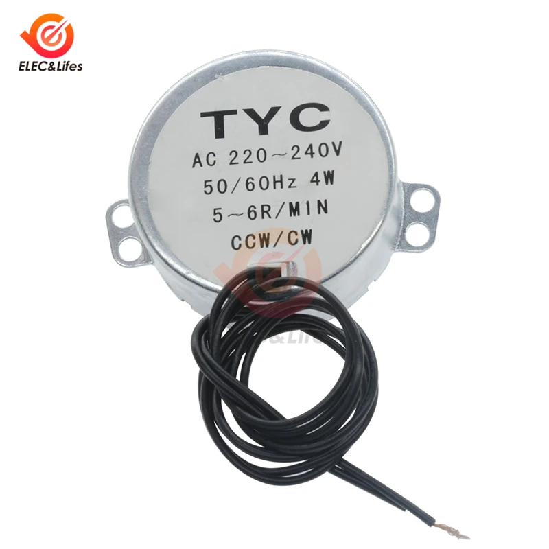 TYC-50 моторный накопитель переменного тока 220V 230V 50/60 Гц Синхронный двигатель 5-6 об/мин прочный высокий крутящий момент 4KGF. См 4 Вт CW/CCW AC 220~ 240V 12V двигатель