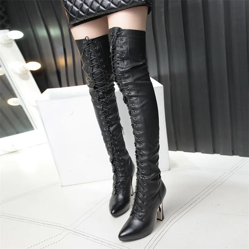 FEDONAS/Новинка Модные женские ботфорты выше колена Высокие теплые сапоги из