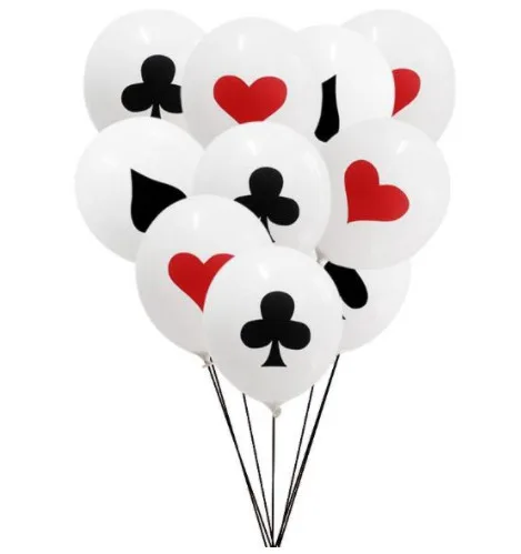 

12PCS 12inch Latex Balloon Spades/Hearts/Clubs/Diamonds Casino Cards Dice Poker Party Supplies Decor Playing Cards Poker