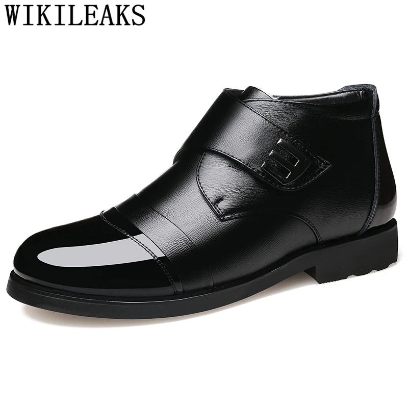 Обувь для папы Мужские ботинки из натуральной кожи зимние Теплые Bota Masculina Lakschoenen