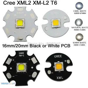 2x CREE XML2 XM-L2 T6, холодный белый 6500K, нейтральный белый 4500K, теплый белый 3000K, светодиодный излучатель высокой мощности 16 мм 20 мм, белый или черный PCB