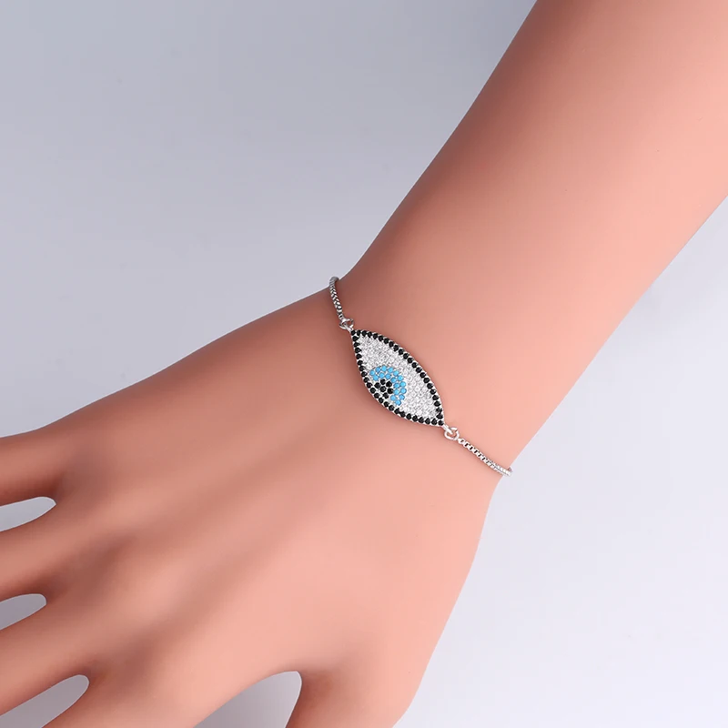Женский браслет из фианита FLOLA Blue Turkey с цепочкой микро кубического циркония