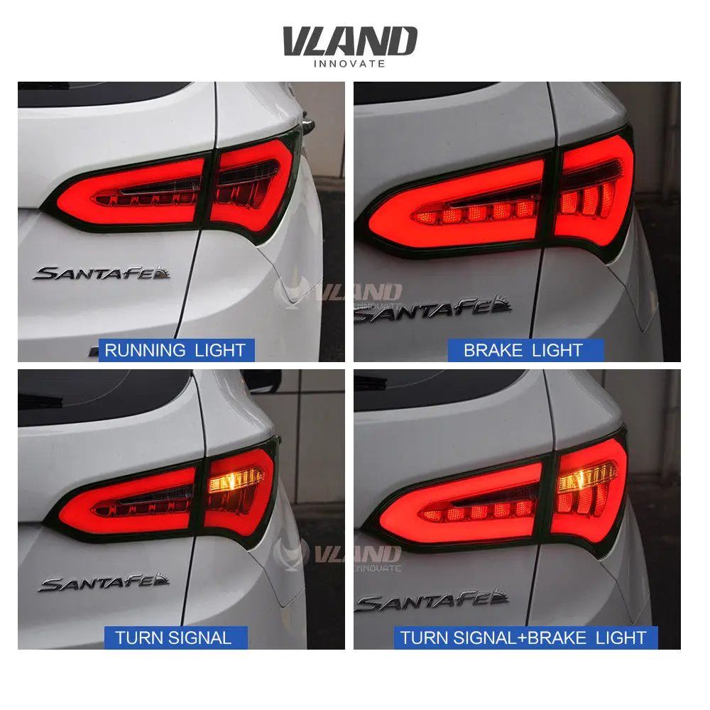 Светодиодный задние фонари подходит для hyundai Santa Fe IX45 2013 светодиодные задние фары Копченый черный и красный цвета