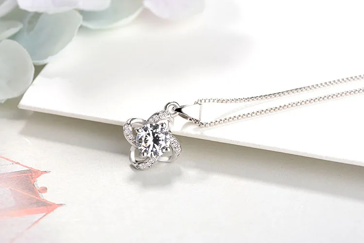 Bijoux(украшения своими руками) наборы свадебных ювелирных изделий 925 пробы серебро длинное крупное Клевер колье циркония серьги для Для женщин подарок