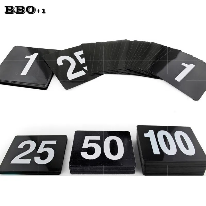 1 to 100 Double Side Plastic Table Numbers Black Square Seat Cards Wedding Party Event Restaurant Bar Accessories  Cafe Utensil