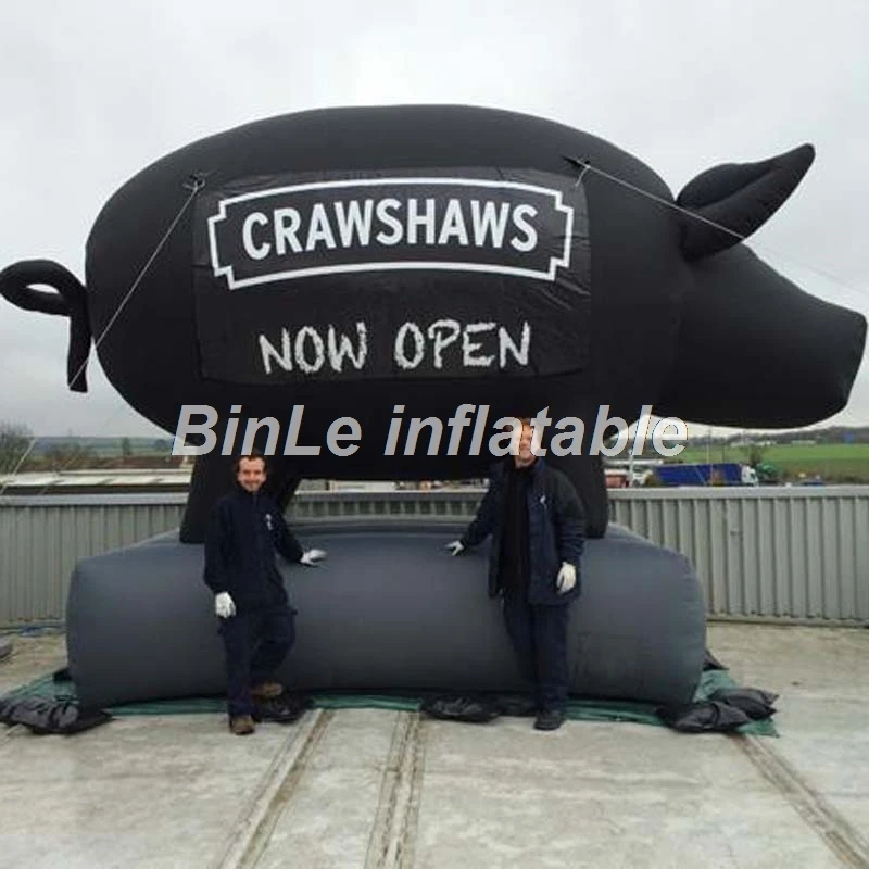 

Бесплатная доставка, рекламные большие надувные свиные шары черного цвета с логотипом для открытия магазина