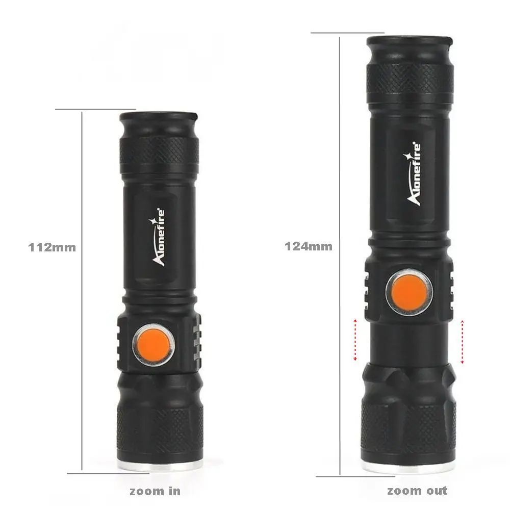 AloneFire UA100 T6 светодиодный фонарик карманный usb Перезаряжаемые факел Водонепроницаемый Регулируемый туристический фонарь светодиодный вспышка света
