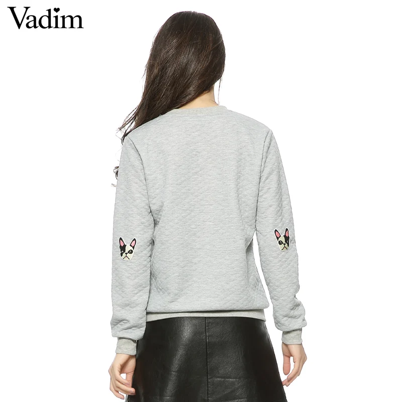 Женский свитер с длинным рукавом SW787 милый осенний рисунком собаки Повседневная