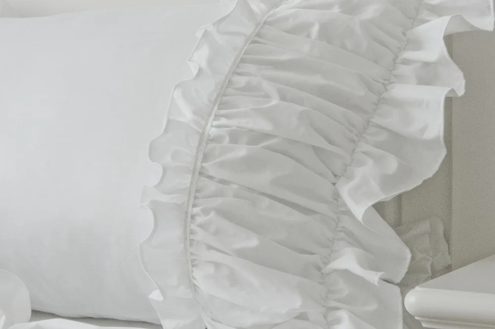 Корейское хлопковое постельное белье принцессы с белыми оборками кружевной