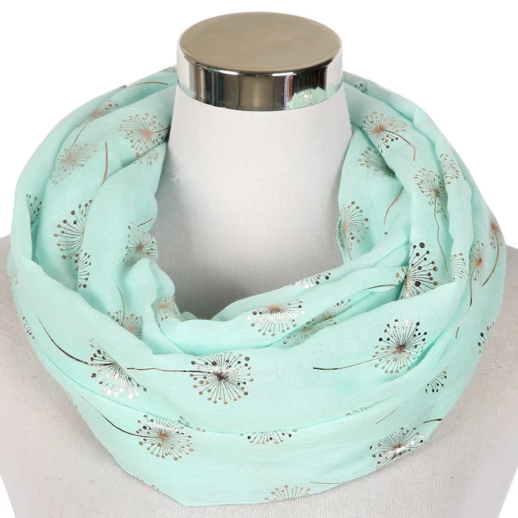 Mint Green Gold FOXMOTHER новая мода белая серая блестящая бронзовая Фольга Серебряный Одуванчик шарф кольцо платок женские хиджаб шарфы Прямая поставка - Цвет: Mint Green Gold