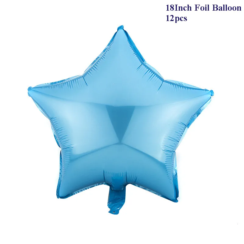 18inch Light blue 12 шт., 18 дюймов, розовые, белые, серебристые воздушные шары со звездами, фольгированные воздушные шары для дня рождения, свадьбы, вечеринки, принадлежности для девочек, 1-е вечерние украшения - Цвет: 18inch Light blue
