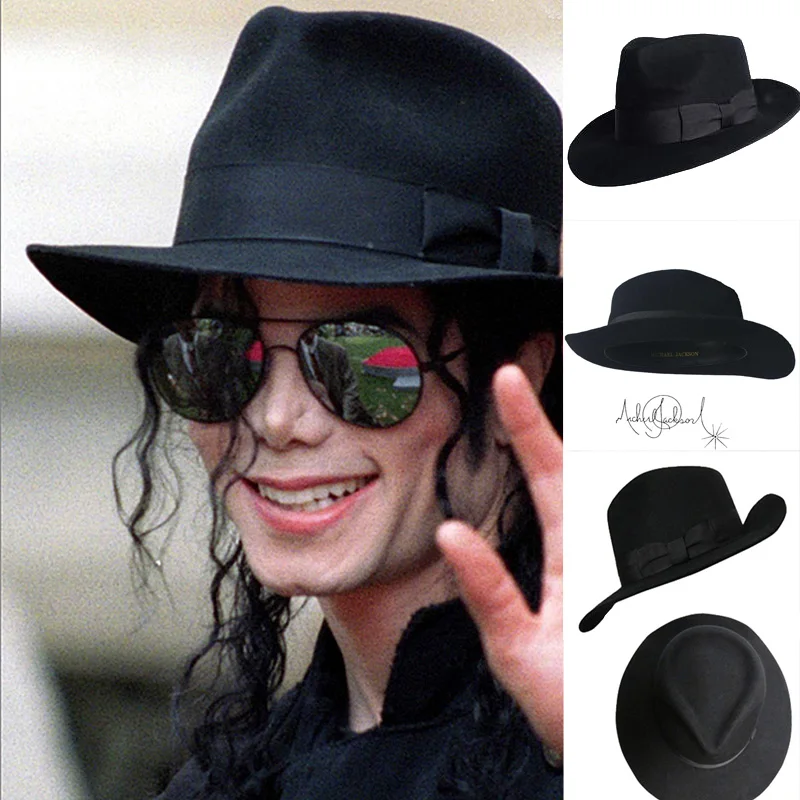 Фетровая черная шерстяная Ретро шляпа Майкла Джексона для фанатов MJ с именем официальный Джентри (art.: 1616bca2) - 1616bca2