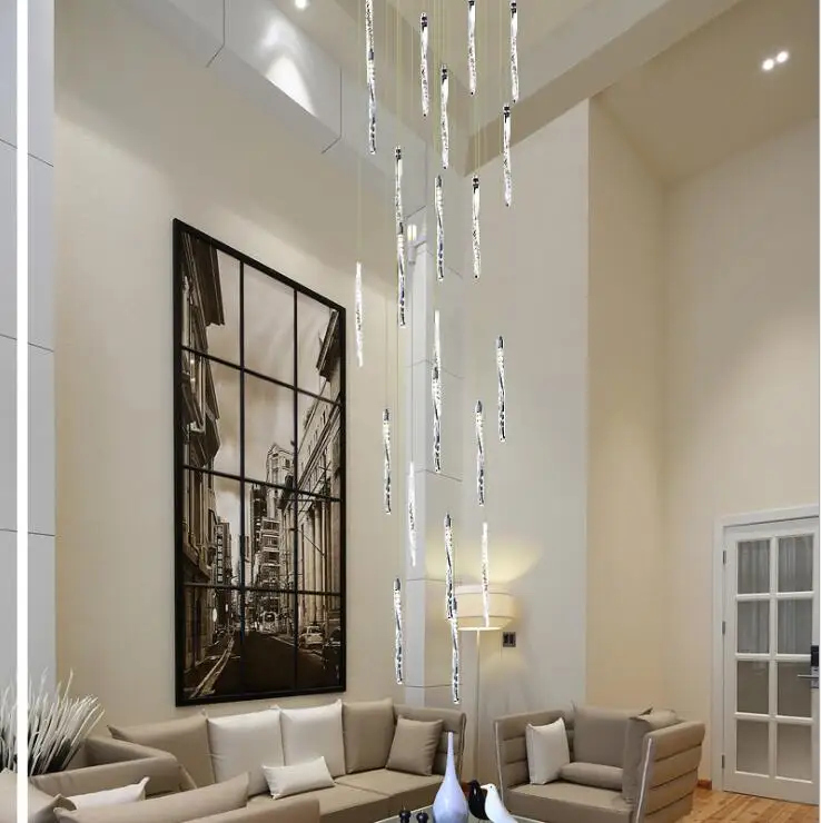 値段 ホテルヴィラデュプレックス階段クリスタルシャンデリアヴィラランプレストランスパイラル階段ledランプ。