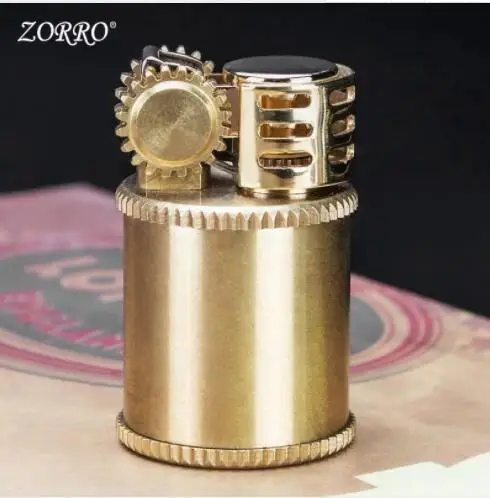 Оригинальная керосиновая Зажигалка zorro colorfull, мини портативное шлифовальное колесо, ретро чистая медная Зажигалка для сигарет, подарок для курения - Цвет: Зеленый