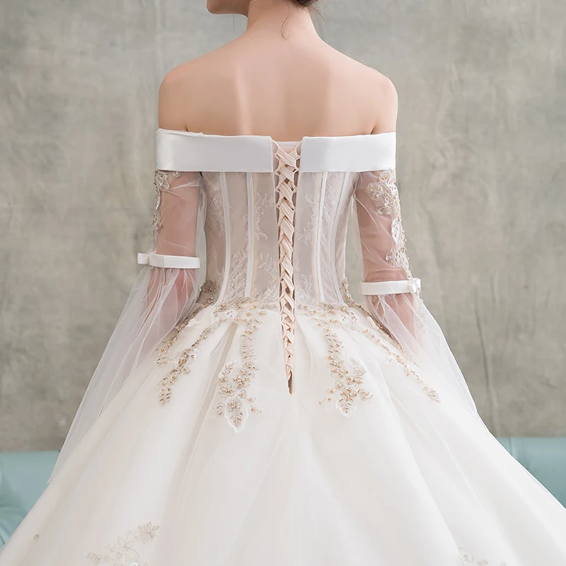 Кружевное свадебное платье с коротким рукавом модель 2020 года свадебные платья