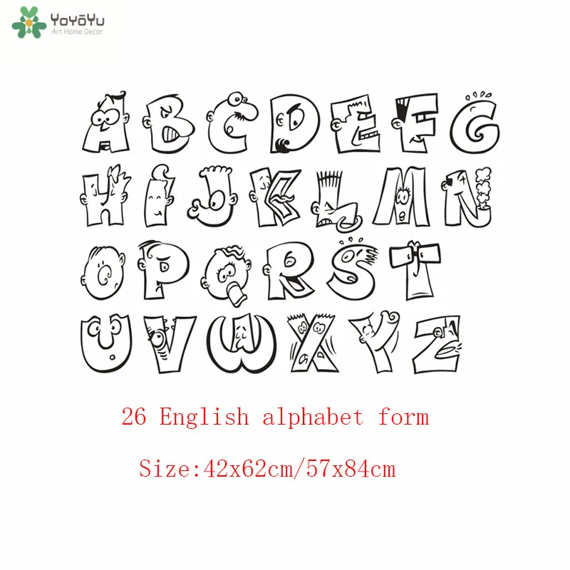 Виниловый фон для Стикеры мультфильм шаблон 26 Английский алфавит форма
