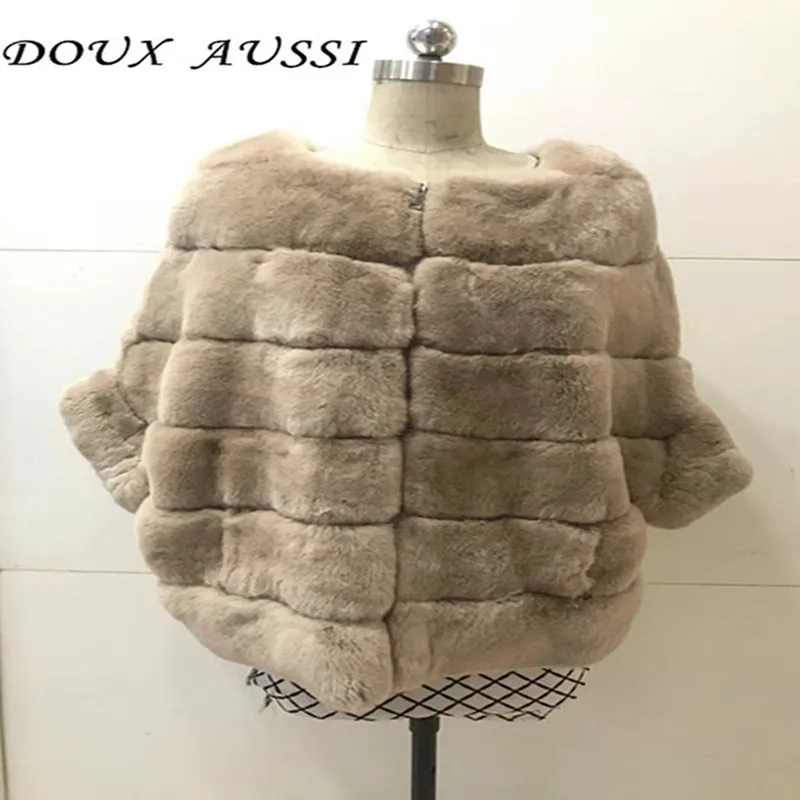 DOUX AUSSI шуба из кролика Рекс женская зимняя однотонная кроличья кроличьего меха