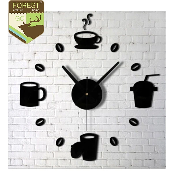 Часы для кофе кухонные настенные часы 3d сделай сам зеркало современный дизайн