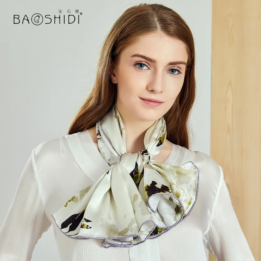 [BAOSHIDI] Осень 16 момме шелковый шарф, бесконечность 106*106 шарфы женские, роскошный бренд леди шаль, мода чистый Шелковый шарф