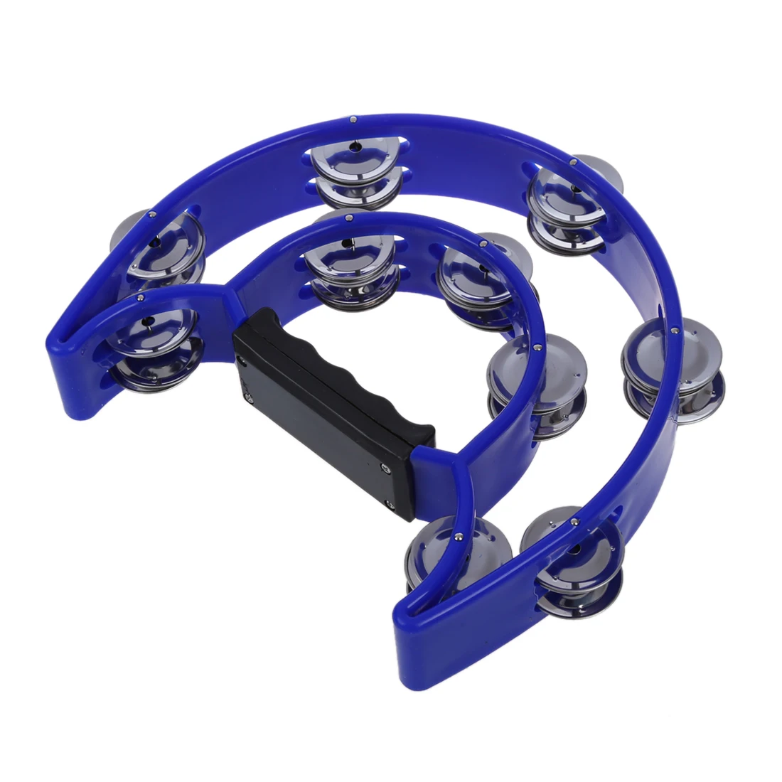 Новый певец бубен перкуссия барабанный захват ручка-32 Jingles Половина луны-синий |