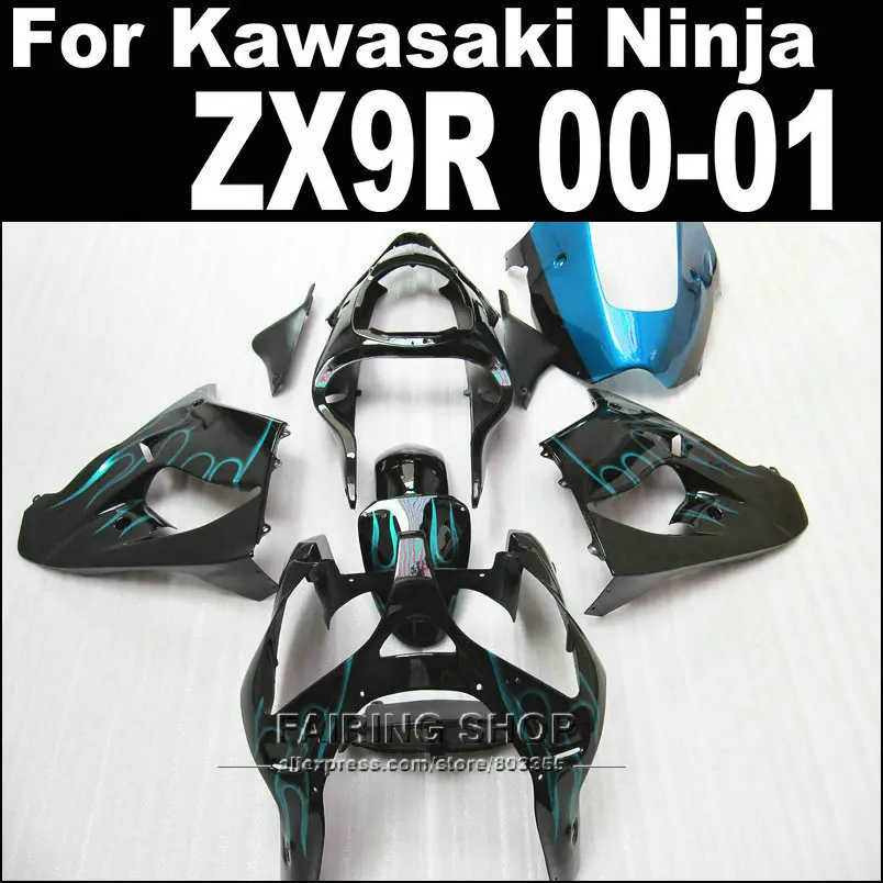 Обтекатели с синим пламенем для Kawasaki Ninja zx 9r zx9r 2000 2001 00 01 Высококачественные