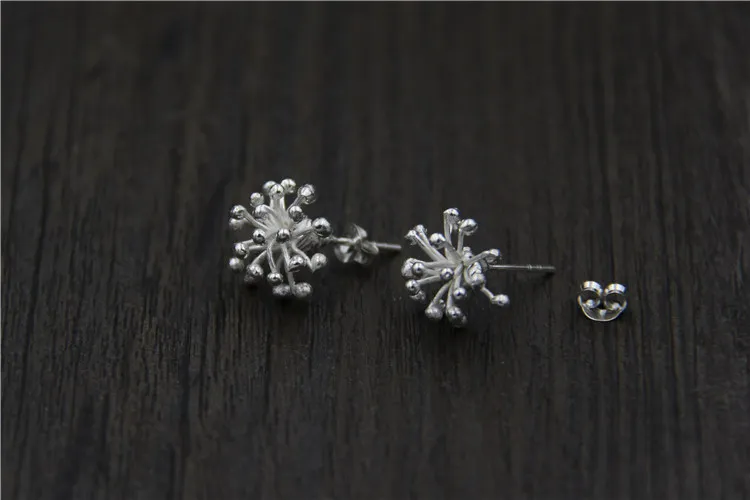 S925 sterling silver dandelion fashion personality earrings plain simple female Thai handmade | Украшения и аксессуары
