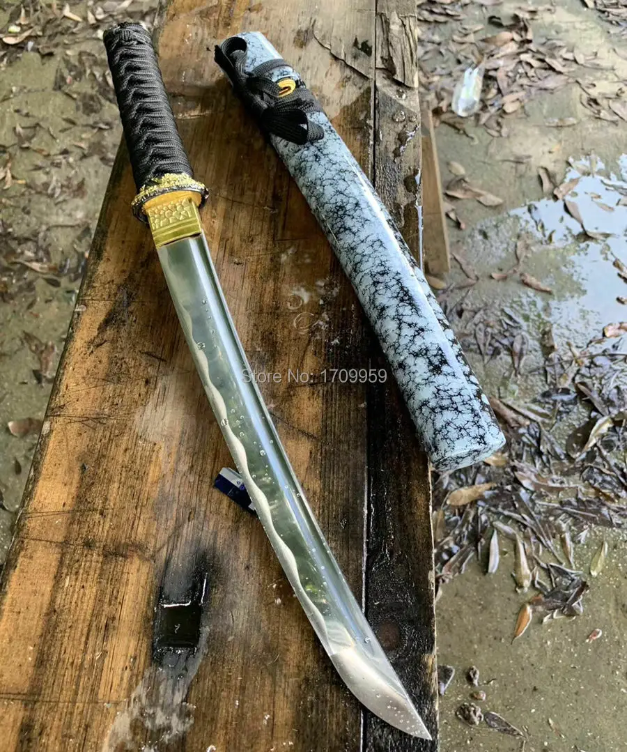 Japanese Wakizashi Sword Katana Full Tang High Carbon Steel Blade Sharp Handmade Samurai Short Knife