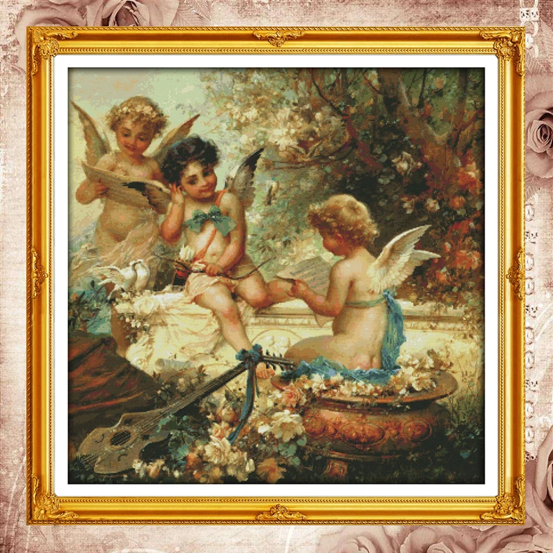 Китайские наборы для вышивки крестиком Joy Sunday Cherubs angel garden DMC14CT11CT хлопчатобумажная