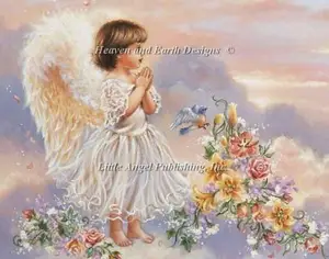 Needlework,DIY Cross Stitch,Sets For Embroidery Kits,Prayer Angel Pattern 100% Precision Cross-Stitching Flowers,Wall Home Decor