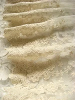 3 yard ivory lace trim embroidered gauze lace antique lace trim bridal lace fabric with retro floral
