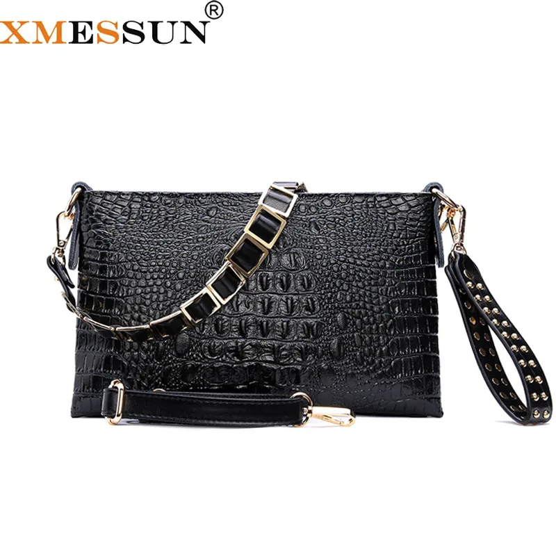

XMESSUN 2021 New Chain Clutch Crocodile Pattern Leather Bag For Lady Handbag Fashion Envelope Bag Shoulder Messenger Bag F85