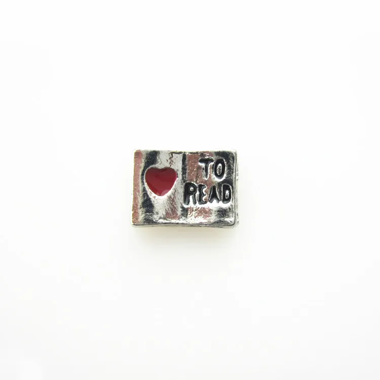 

Hot selling 50pcs/lot love to read book floating charms living glass floating pendant lockets charms