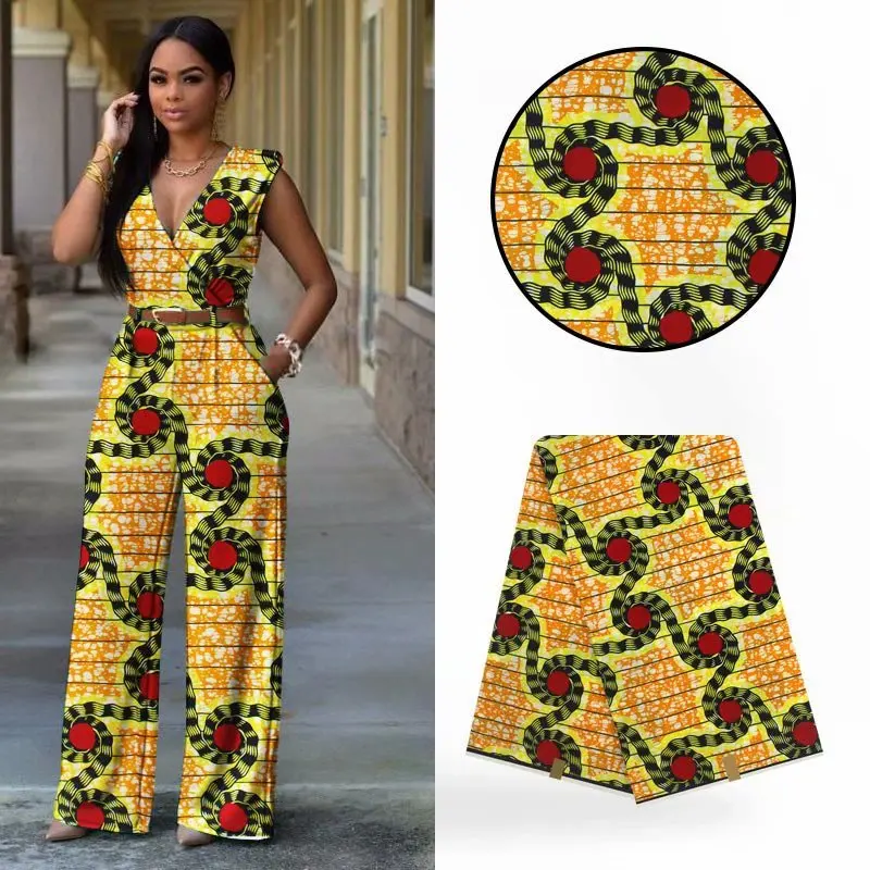 

6Yards/lot Wonderful yellow african wax red flower printed design batik wax fabric for clothes VH162-2