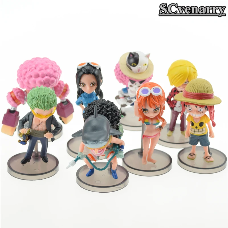 8pcs/set one piece Doll Toys Franky Ace Luffy Nami Usopp Nico Robin Cosplay PVC Action Figure Baby Anime Model Toy | Игрушки и хобби