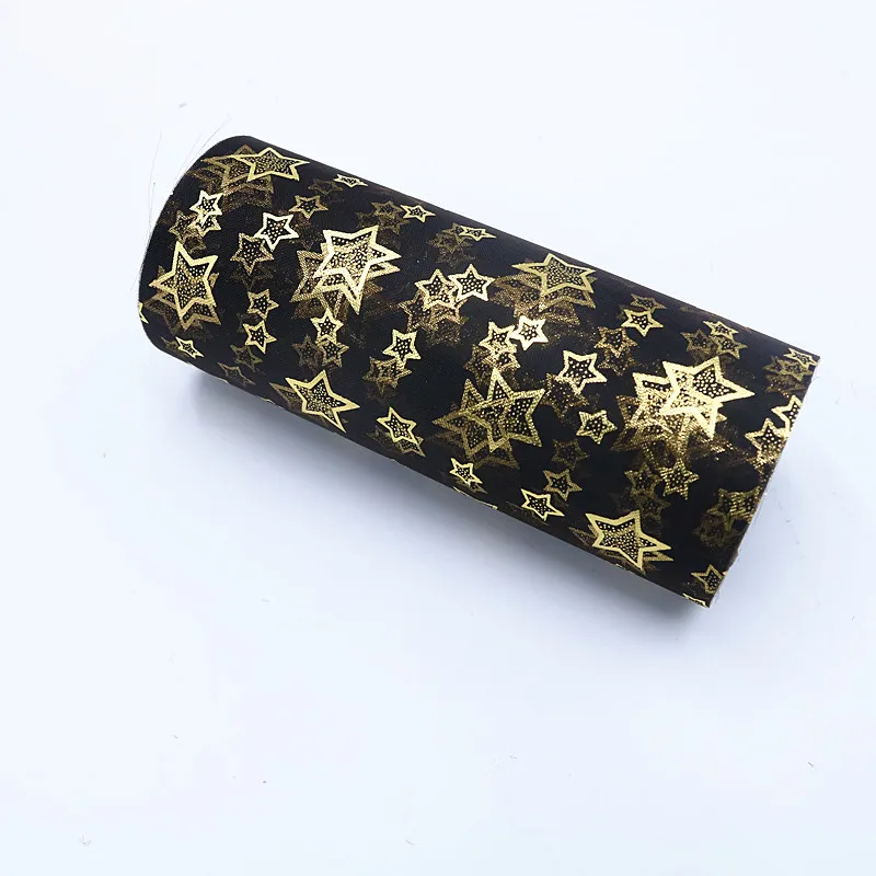 Gold star organza Тюль рулон 13 см 10 ярд лента на стул из органзы бант катушка пачка рулон юбка свадебное украшение день Рождения Вечеринка для детей - Цвет: Gold star organza