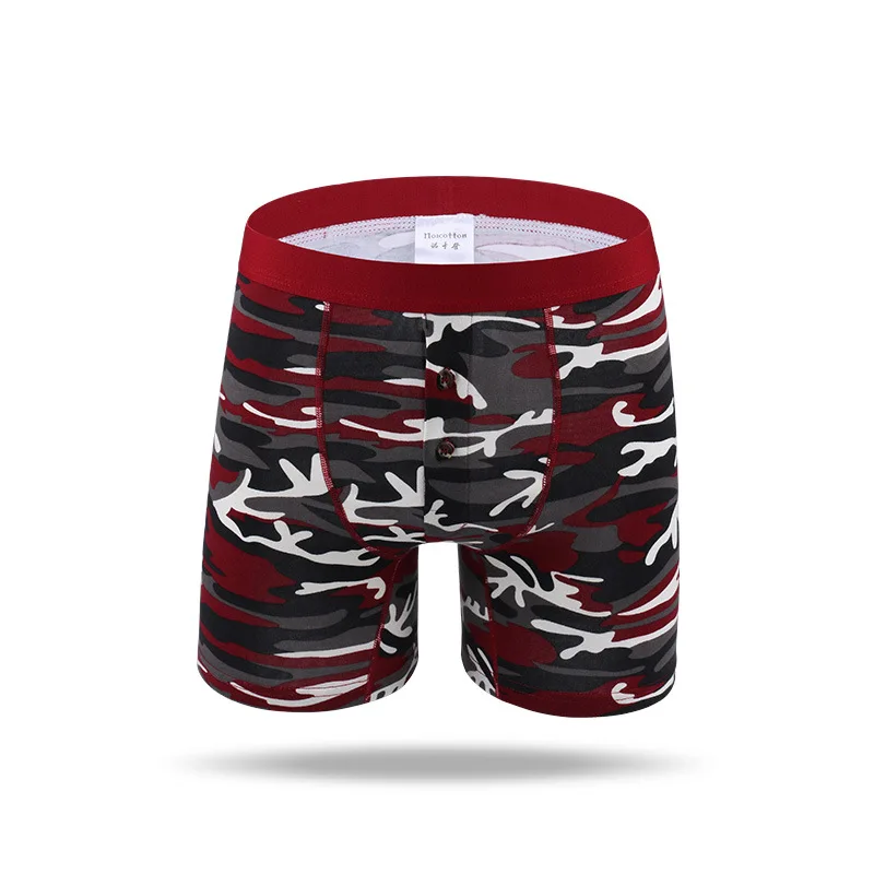Men's underwear Extra long Men's boxers Men's shorts cotton Camouflage underwear 6 pieces/lot
