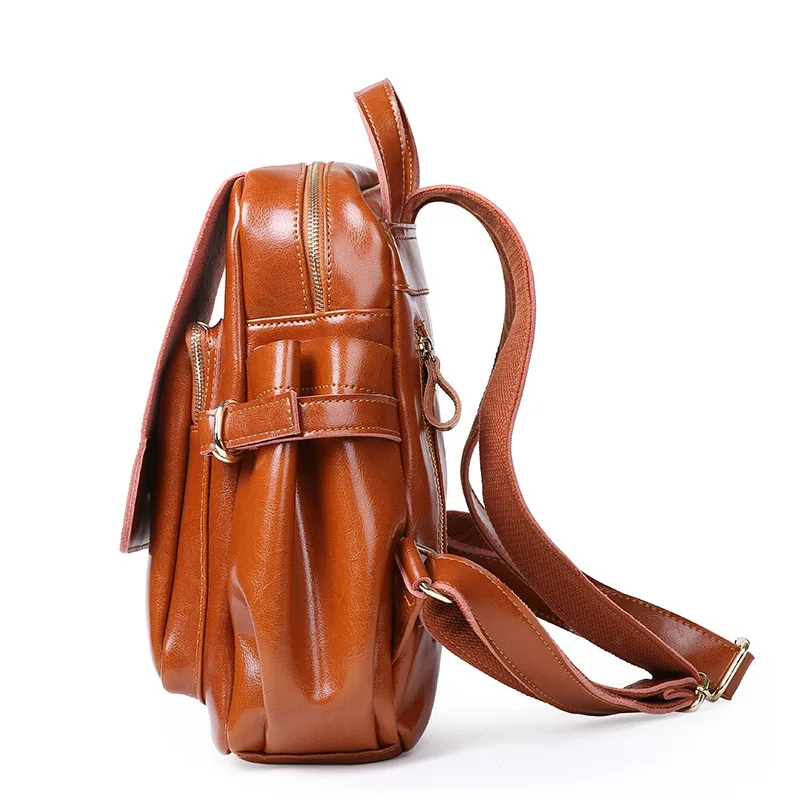 2019 винтажные классические женские рюкзаки из вощеной воловьей кожи женский