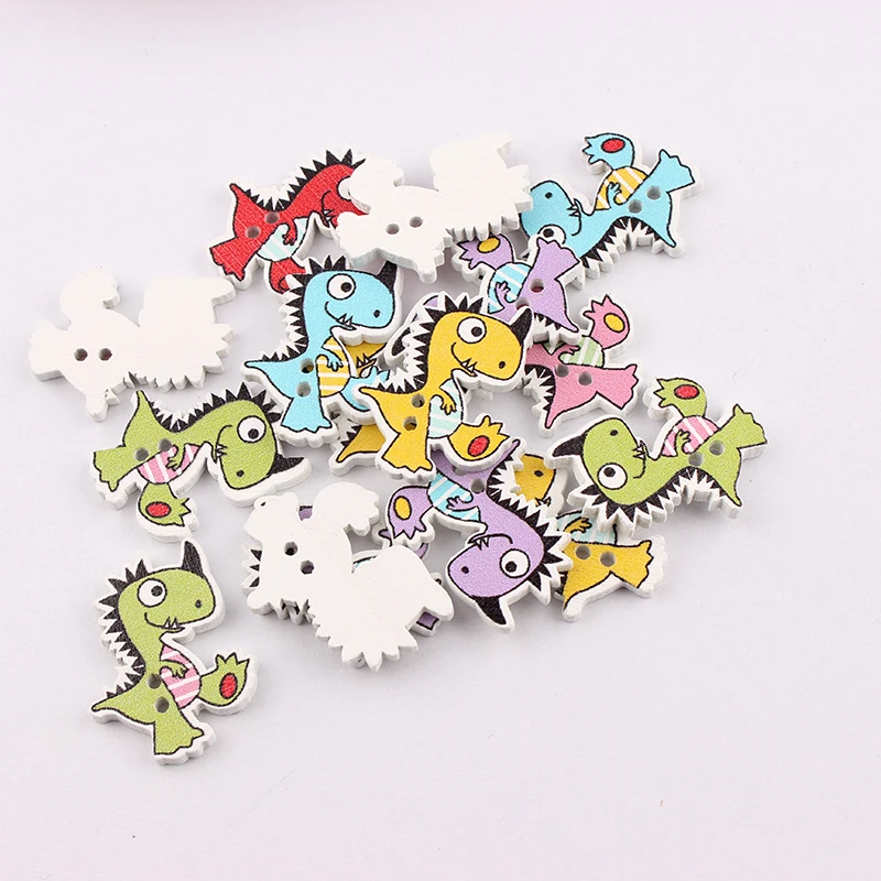 50 шт. разноцветные ботинки с динозаврами 26 х21 мм|scrapbooking accessories|wooden buttonsbuttons sewing |