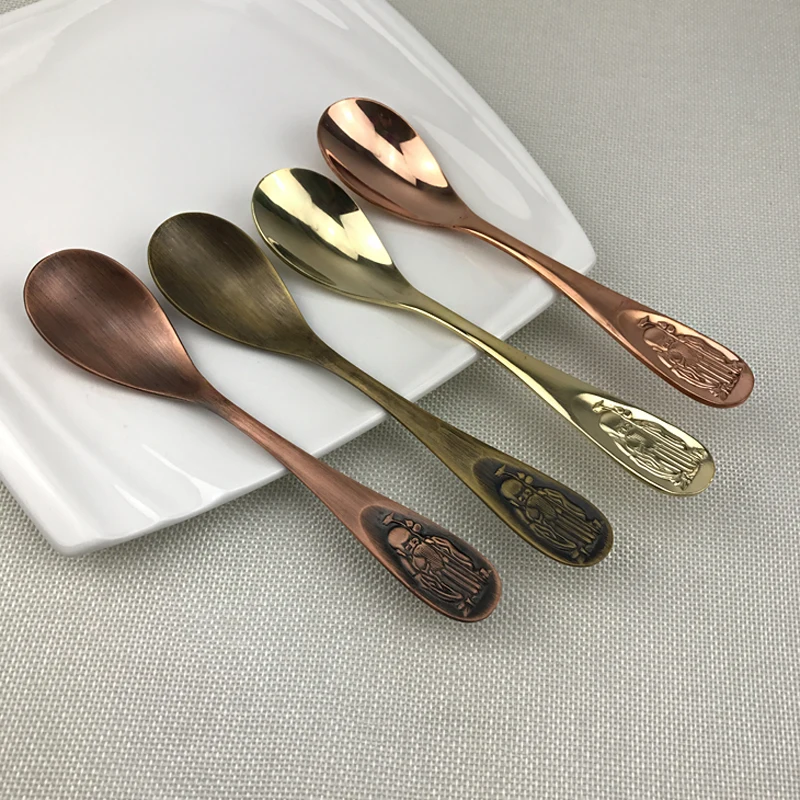 1 шт. винтажные столовые приборы красная медная латунная ложка Золотая столовая