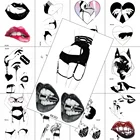 Модные кружевные сексуальные пулевые губы Временные татуировки Поддельные акварельные реалистичные листы наклейки для взрослых боди арт грудь Васит тату наклейка