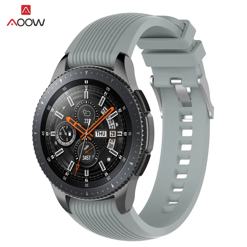 22 мм силиконовый ремешок для часов samsung Galaxy Watch 46 мм версия розовый черный полосатый браслет ремешок для SM-R800 gear Sport