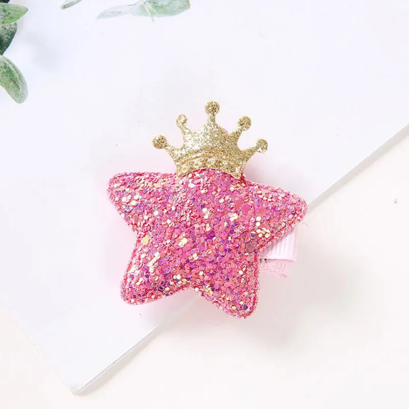 

1 pair Handcrafted Cute Crown Girls Hairpins Paillette Love Star Shape Kids Hair Clips Children Alligator Clip Hair Accessories