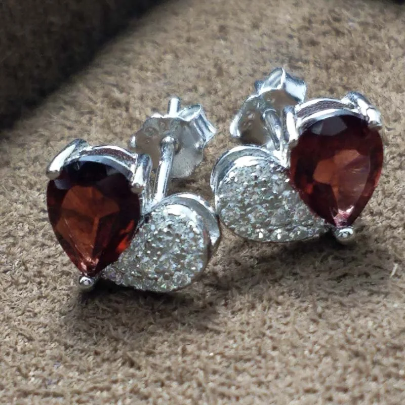 Маленькие серьги FLZB из серебра 925 пробы с натуральным гранатом|earrings for|earrings for