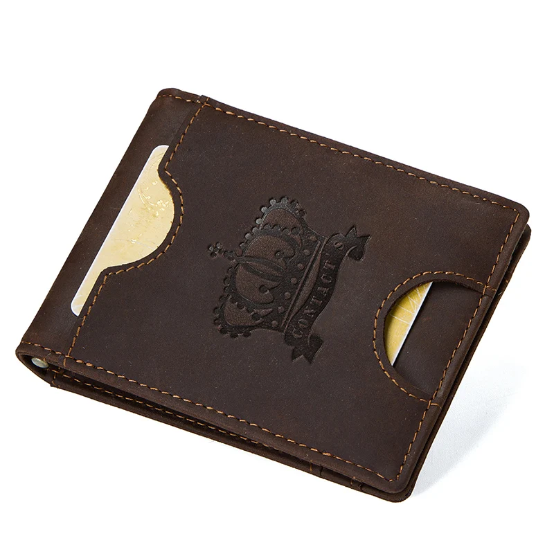 CONTACT'S Мужской тонкий бумажник из натуральной кожи с застежками RFID двойным - Фото №1